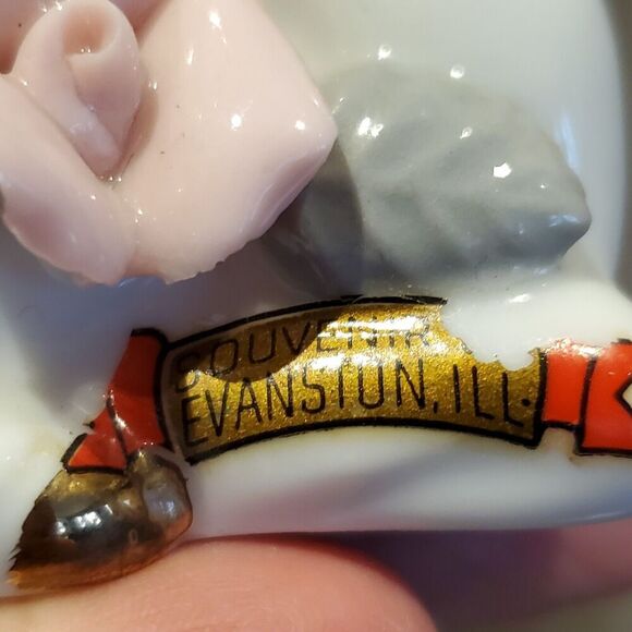 Handpainted Porcelain Deer Fawn Figurine White Gold Rose Vintage Chase Japan MCM - Picture 3 of 8